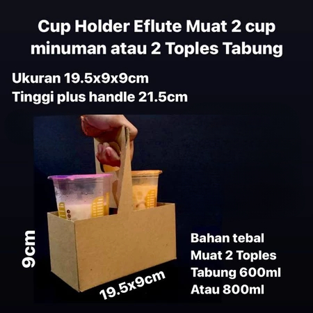 

( 5 pcs ) dus kraft coklat tenteng kemasan 2 cup minuman box handle holder e flute packaging 2 toples tabung