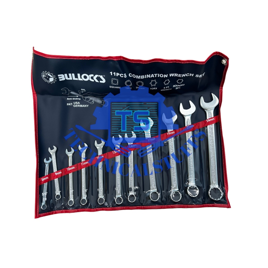 Kunci Ring pas set Bullock 11 pcs (8-24 MM) - Kunci Kombinasi set - Combination Wrench