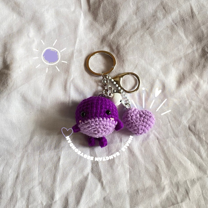 Whale BTS Keychain | Keychain Lucu Rajut | Keychain BTS