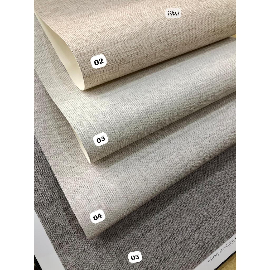 WALLPAPER DINDING MOTIF POLOS SERAT KAIN KANVAS PREMIUM ABU PUTIH COKLAT ELEGANT