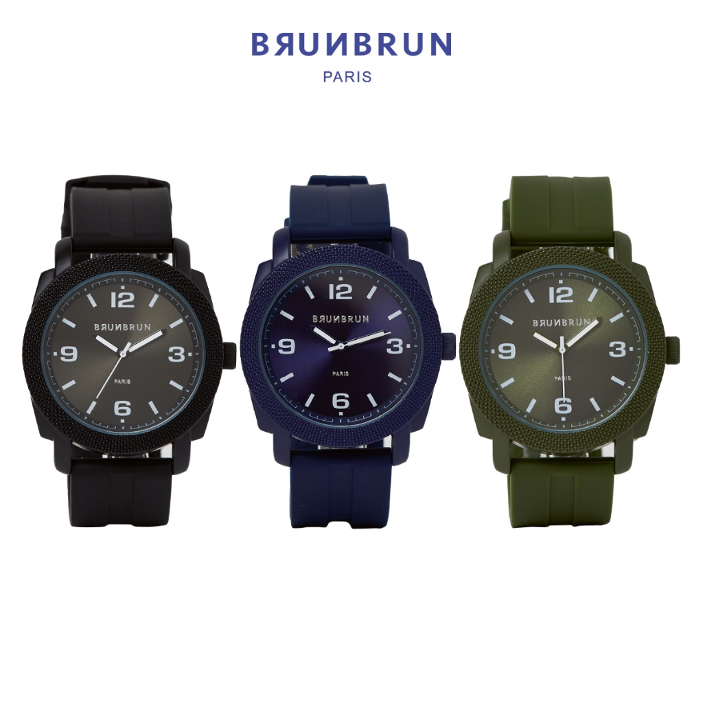 DAGE_NISA - BRUNBRUN PARIS JAM TANGAN PRIA THEO WATCH STRAP SILIKON ORIGINAL FREE BOX