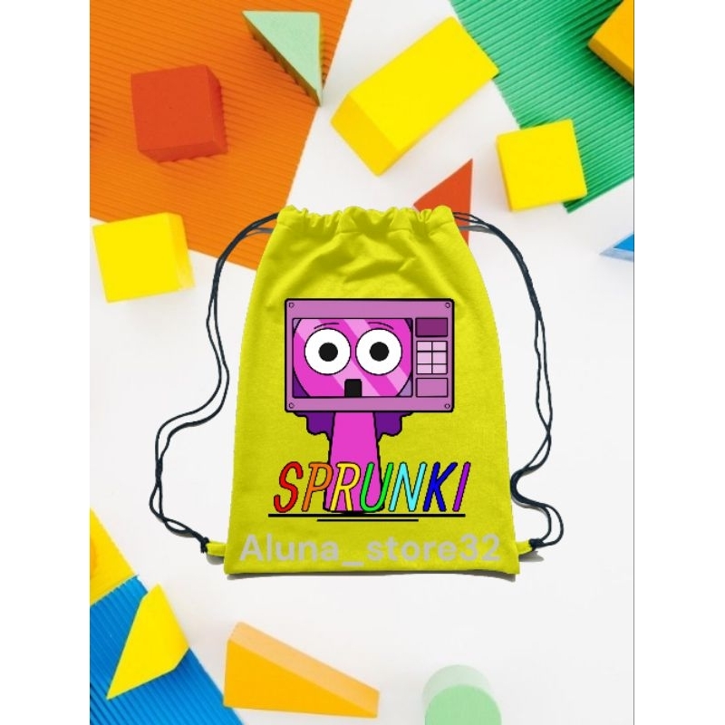 tas serut anak sprunki purple tas sekolah/ngaji anak laki laki/perempuan
