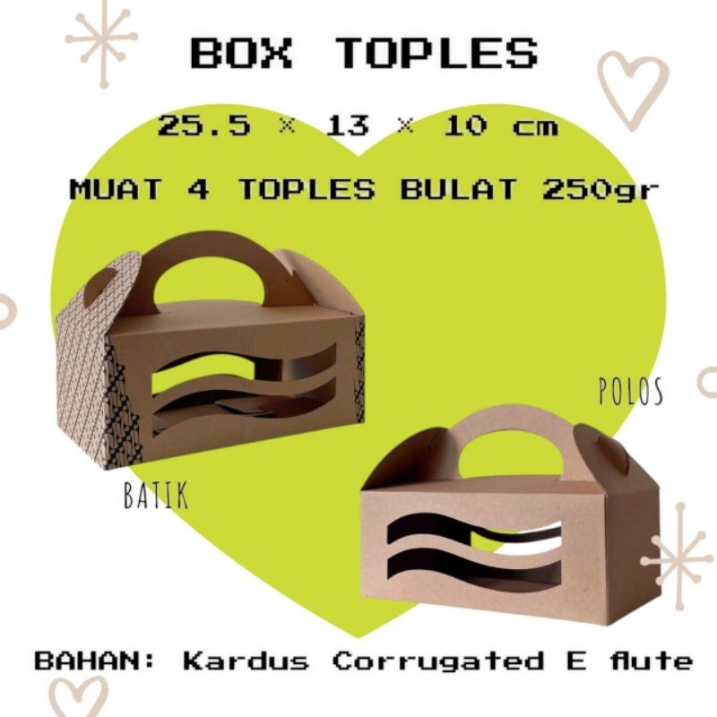 

(MIN ORDER 10 PCS) BOX TOPLES BULAT 250gr / GABLE BOX 25.5x13x10 / BOX HAMPERS PARCEL LEBARAN IDUL FITRI NATAL