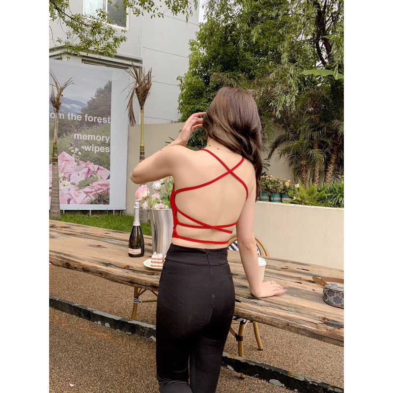 Tanktop Bra Ximis - Tanktop Crop Bra Sexy Tali Belakang Ximis - Tanktop Gym (T383)- Tanktop kamisol