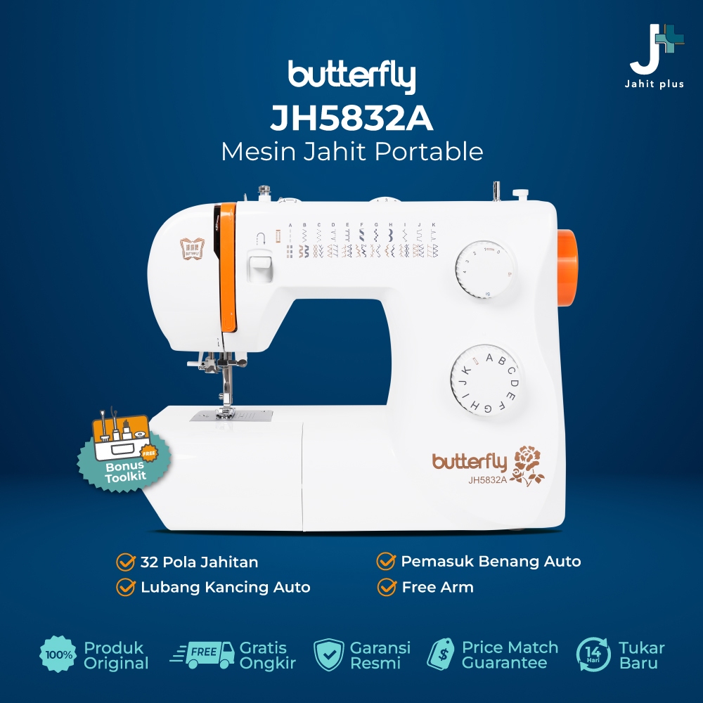 Mesin Jahit BUTTERFLY JH5832A / JH 5832 A (Multifungsi Portable)