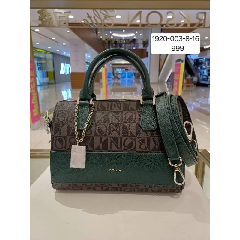 tas Speedy monogram hitam Lis hijau Bonia ori