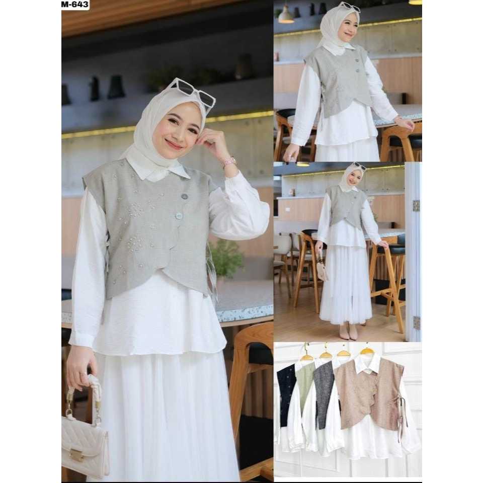 Blouse Vest Kemeja Feminim Hijab Elegant Formal