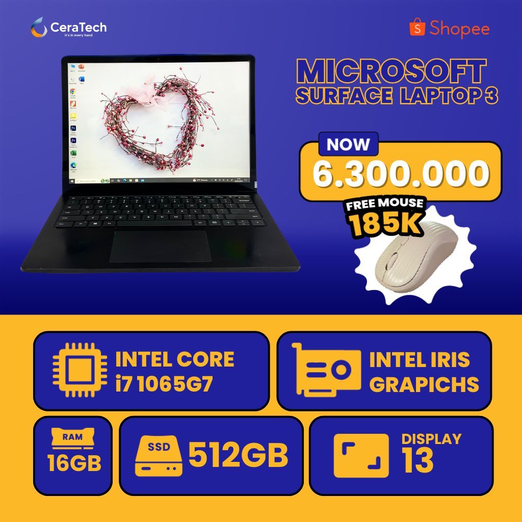 Laptop Microsoft Surface Laptop 3 - Intel core i7 - HARGA TERMURAH - Microsoft Surface Laptop 3 i7 g