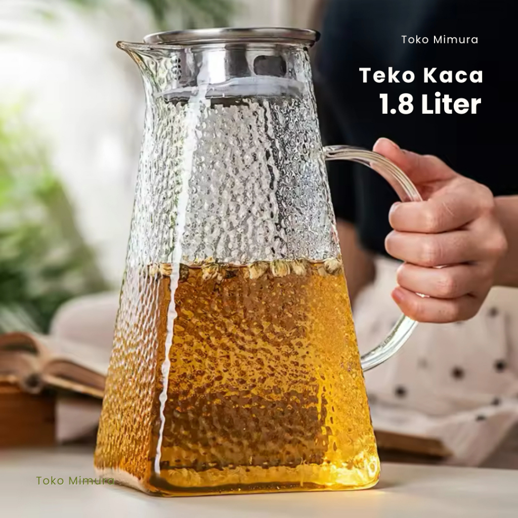Teko Kaca Tahan Panas Dingin Pitcher Jug Teko Borosilicate 1800ml