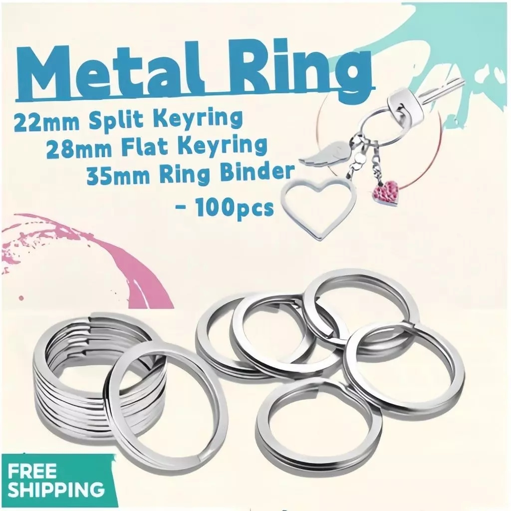 100pcs Gantungan Kunci Terpisah 22mm 28mm | Ring Pengait & Hiasan Gantungan Kunci Datar