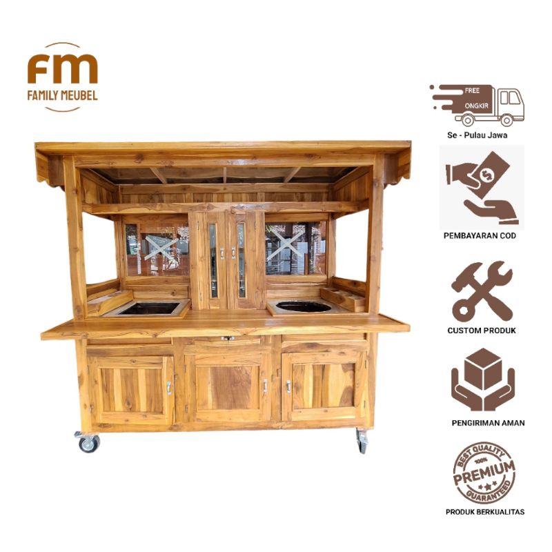 Gerobak mie ayam bakso roda troly , gerobak mie ayam bakso tungku 2