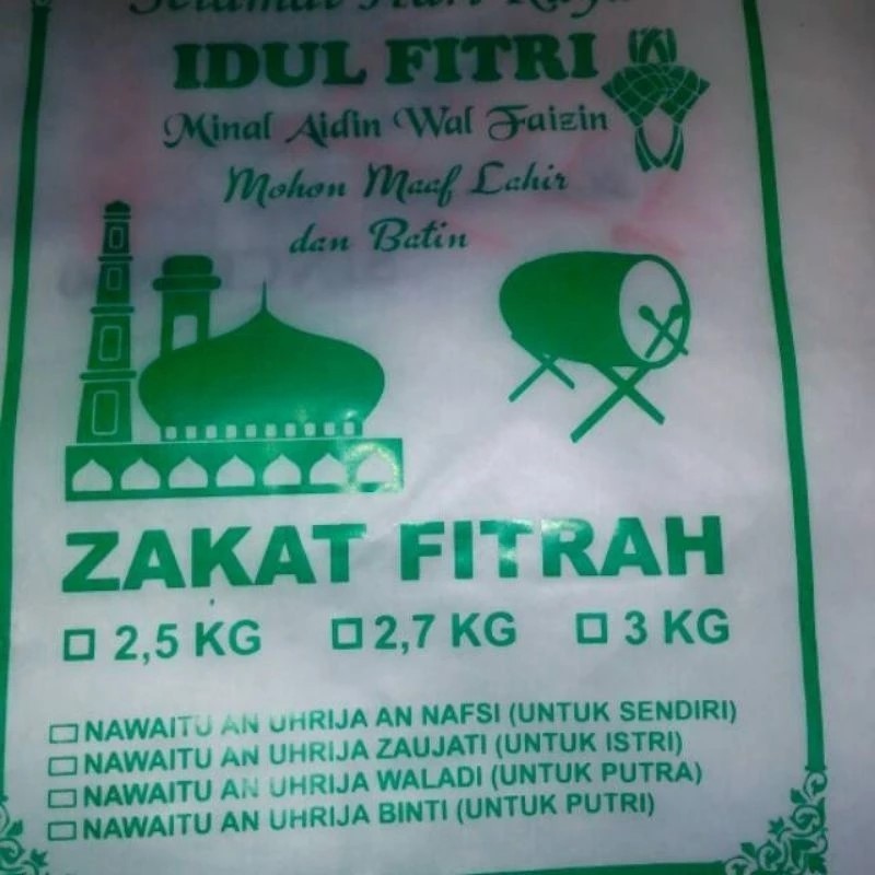 plastik kemasan beras zakat fitrah tebal / plastik beras zakat fitrah 3 kg 50 lembar