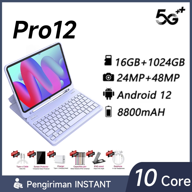 【Freeware Mouse Keyboard】Tablet Pro12 (16GB+1024GB) 11.6inch"lPsScreen Tablet Android 12 8800 mAhDua
