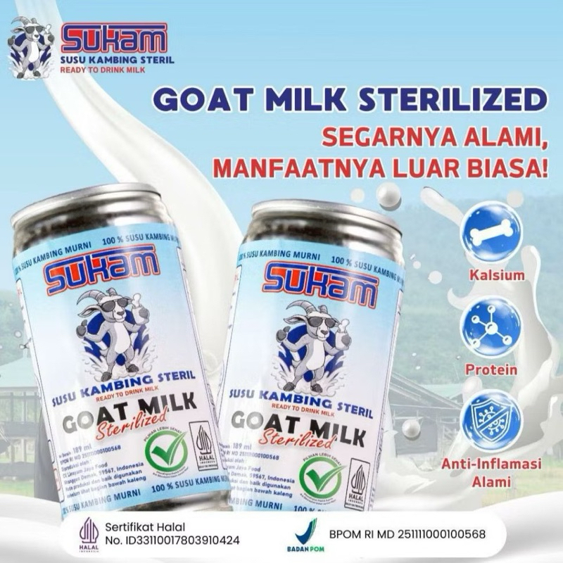 

Instant SUKAM Goat Milk Susu Kambing Steril 189ml