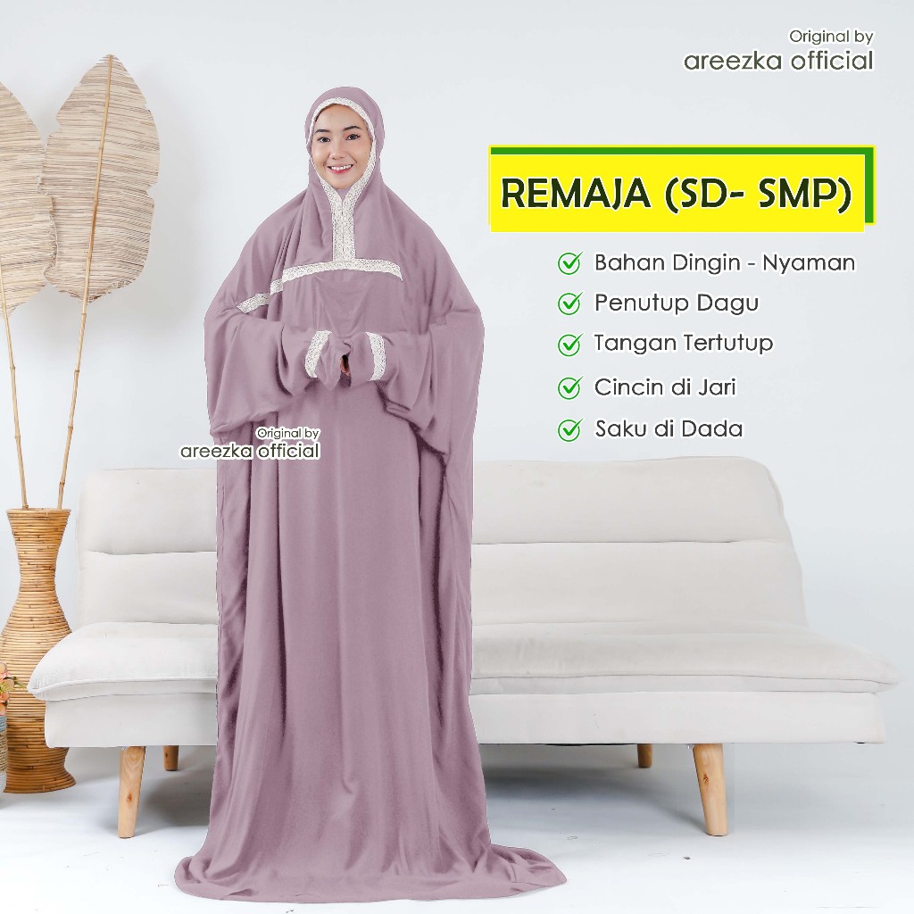 Mukena Terusan ANAK REMAJA Mukena Lajuran SD SMP Rayon Bali Terompah Polosan Warna Mukenah Lajuran A