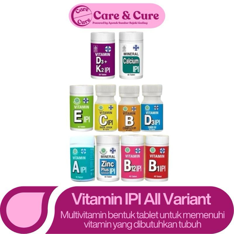 Vitamin IPI All Variant - Vitamin A, B complex, B1, B12, C, D3, D3+K2, Zinc, Calcium Kalsium, Magnes