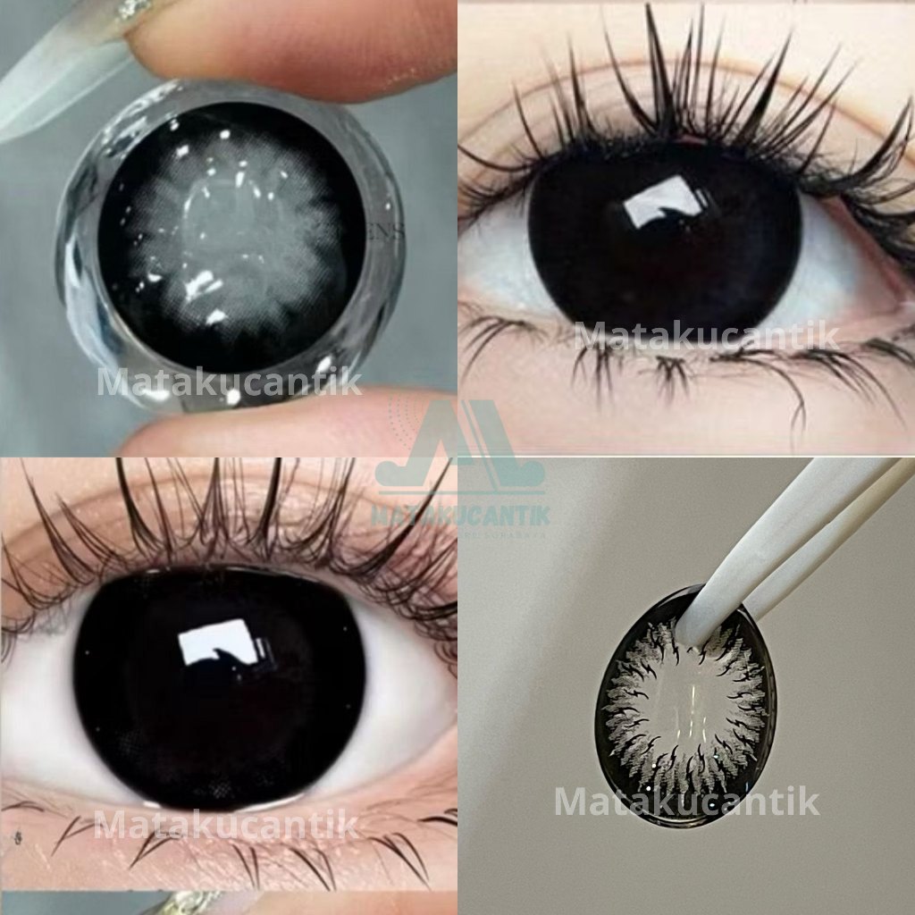 Softlen Hitam Pekat BELOK 14,5 mm BIG EYES | Soflens Black Barbie Eyes | Soflen Hitam Natural | Lens