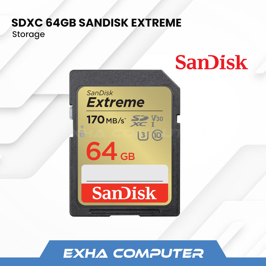 Sandisk SDXC 64GB Extreme Memory SD Card Extreme 64 GB