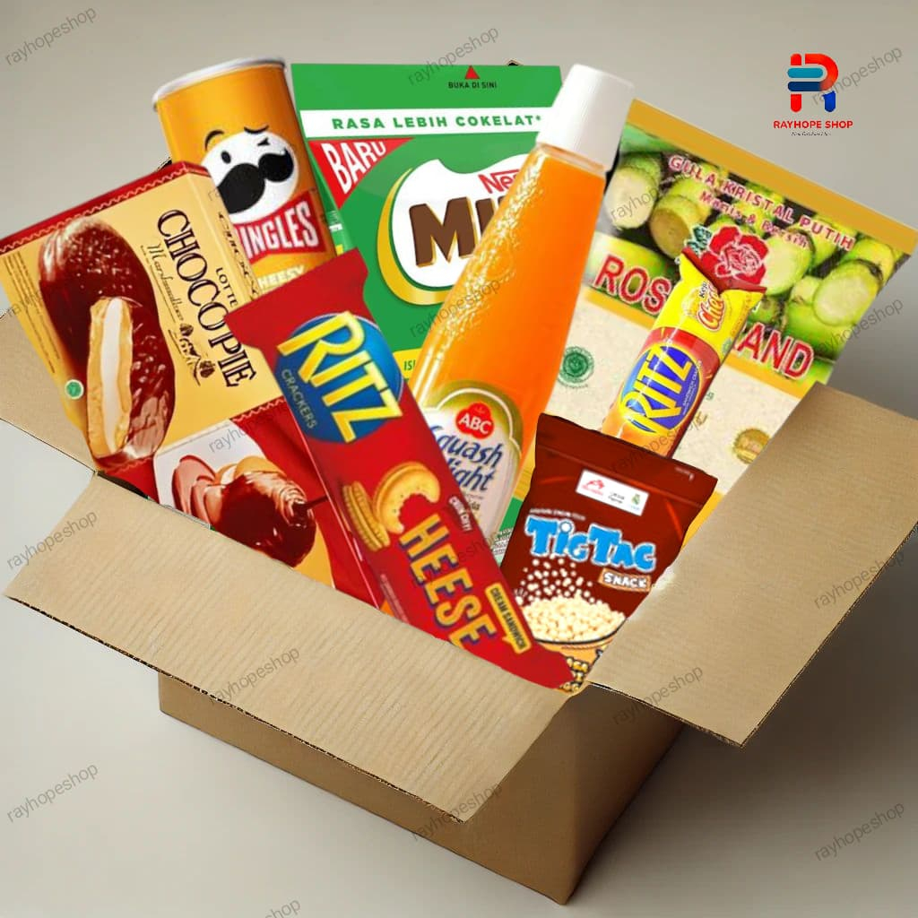 

PROMO PAHA 5 Paket Hantaran Hampers Parcel Bingkisan Idul Fitri Natal Imlek Tahun Baru Deluxe Cokelat Chocolate Coklat Sirup ABC Gula Pasir Sembako Bansos Tic Tac Milo RITZ Sandwich Biskuit Biscuit Murah Termurah Usaha Kekinian Viral ide Jualan UMKM Toko