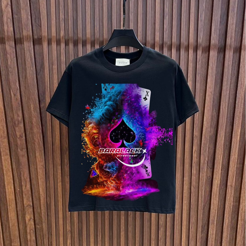 Pakaia Pria Atasan Kaos Distro Poker Remi T-shirt Kaos Lengan Pendek Pria & Wanita - DT3006