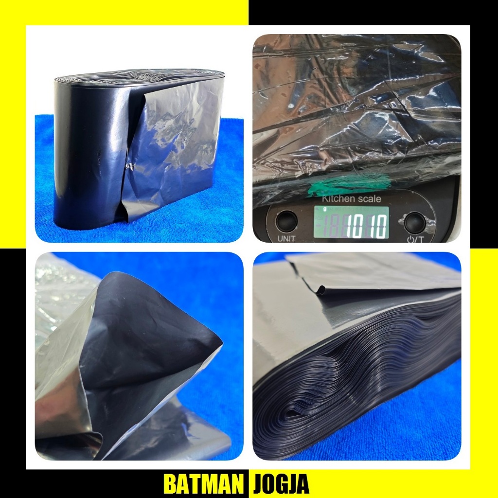 PLASTIK ROLL HITAM 1KG kualitas super tebal packing paking kemas barang kiloan kila an 1 kg 12cm 17c