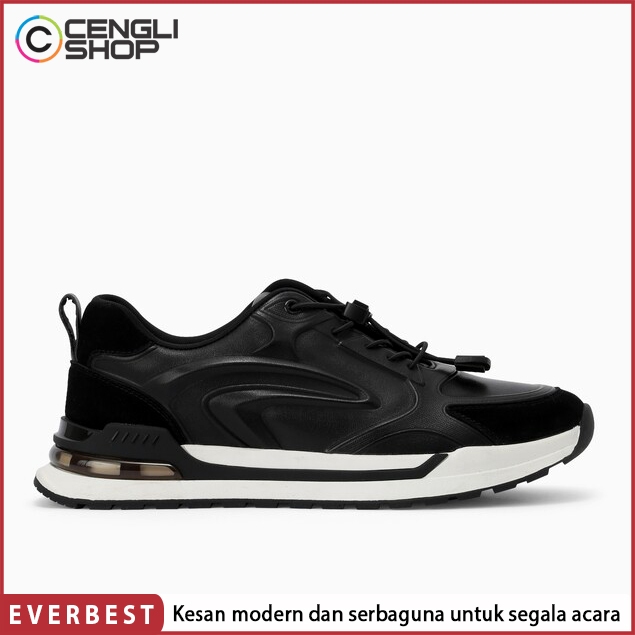 SEPATU SNEAKER EVERBEST PRIA ORIGINAL CASUAL KETS BRANDED HITAM EM04