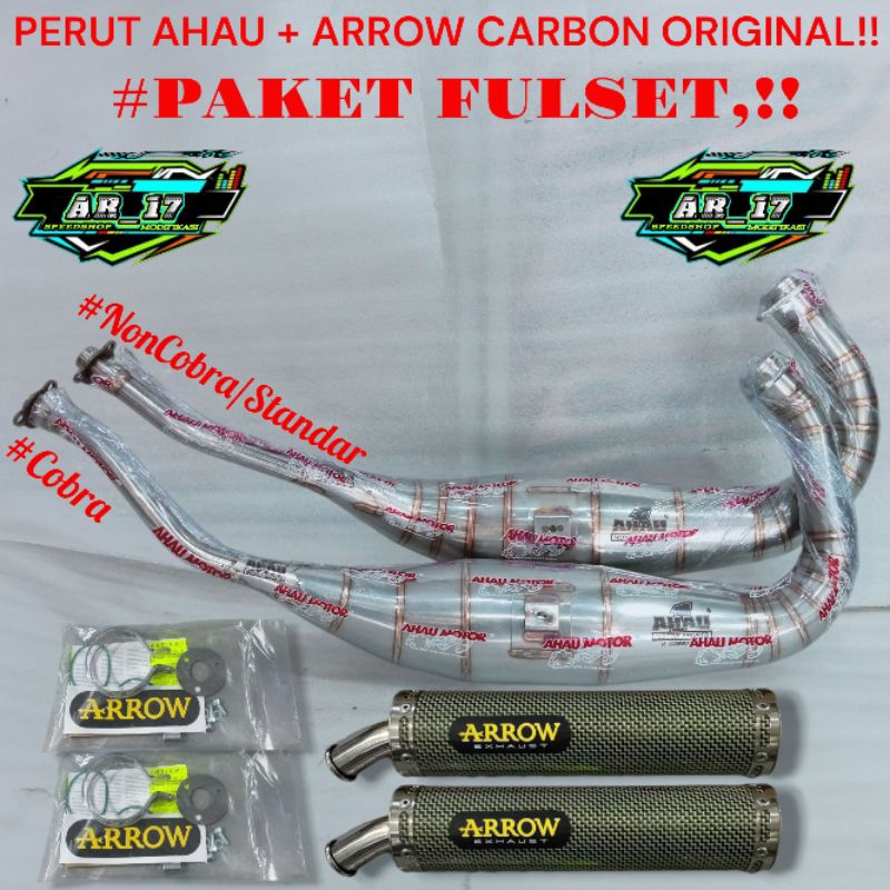 Paket HEDON Knalpot Silincer ARROW Carbon Kevlar ORIGINAL ITALIA PLUS Perut AHAU ORIGINAL Stainlese 