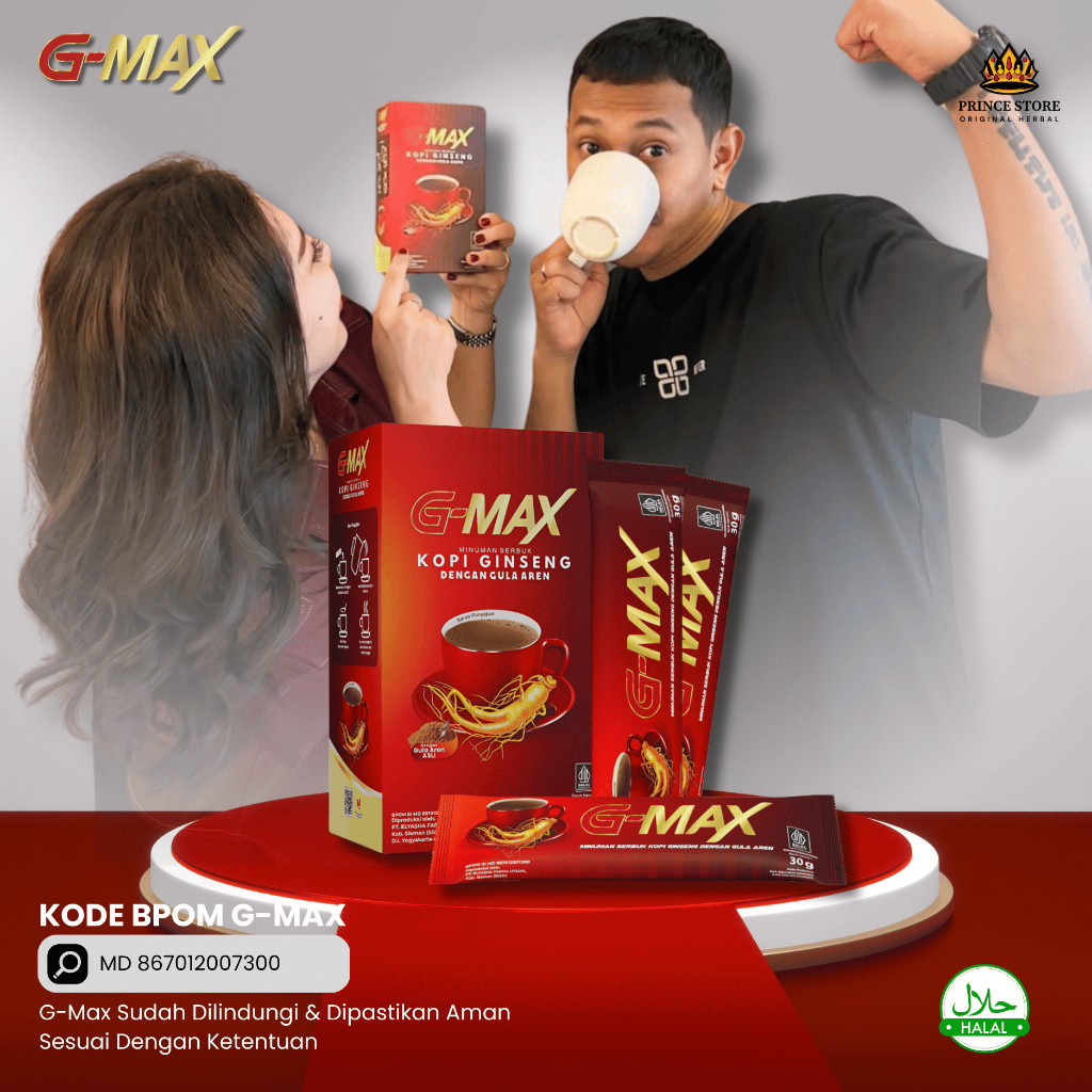 

G-MAX - Original Minuman Kopi Serbuk Dengan Ginseng Kopi Stamina Pria Tahan Lama Menambah Ketegangan Tegak Maksimal Original Bpom