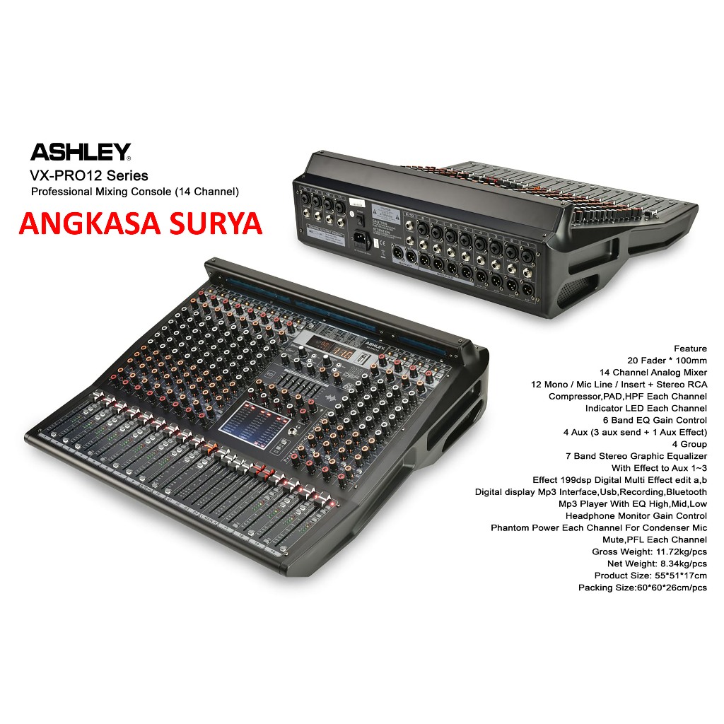MIXER ASHLEY VX-PRO12 ORIGINAL / MIXER 12 CHANNEL ASHLEY VX PRO12/ MIXER 6 TONE ASHLEY VX PRO 12