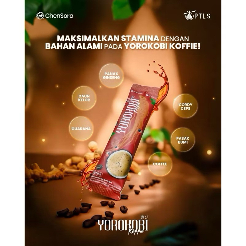 

YOROKOBI KOFFIE Gingseng Suplemen Pria Herbal untuk Kesehatan Pria Pasutri Suami Istri 1 Sachet