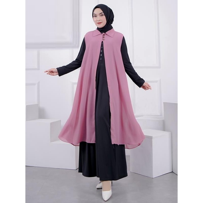 Long Outer Cardigan Kardigan Gardigan Wanita Fashion Muslim Viral Kekinian Terbaru Tanpa Lengan