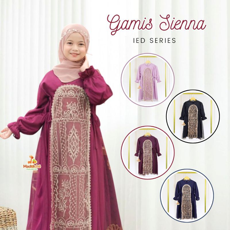 Gamis Anak Tile Brokat Sienna 2-5 Tahun, Long Dress Anak Perempuan, Baju Muslim Lengan Panjang Anak 
