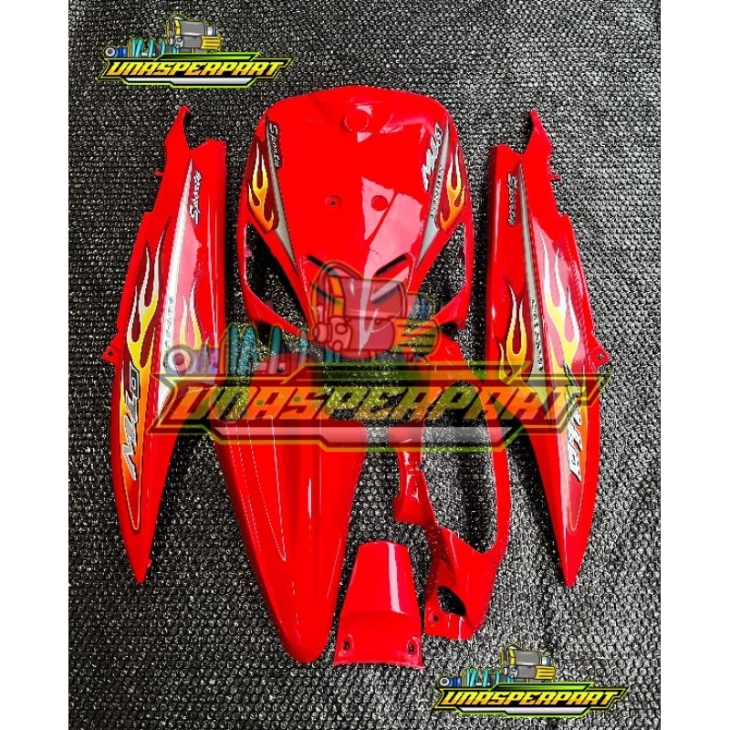 full body halus Mio sporty merah cabe plus striping api