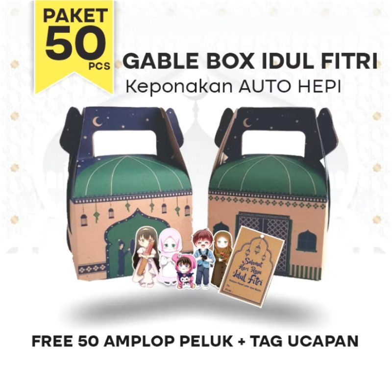 

Box Hampers kotak Lebaran - Gablebox Idul Fitri isi 50pcs