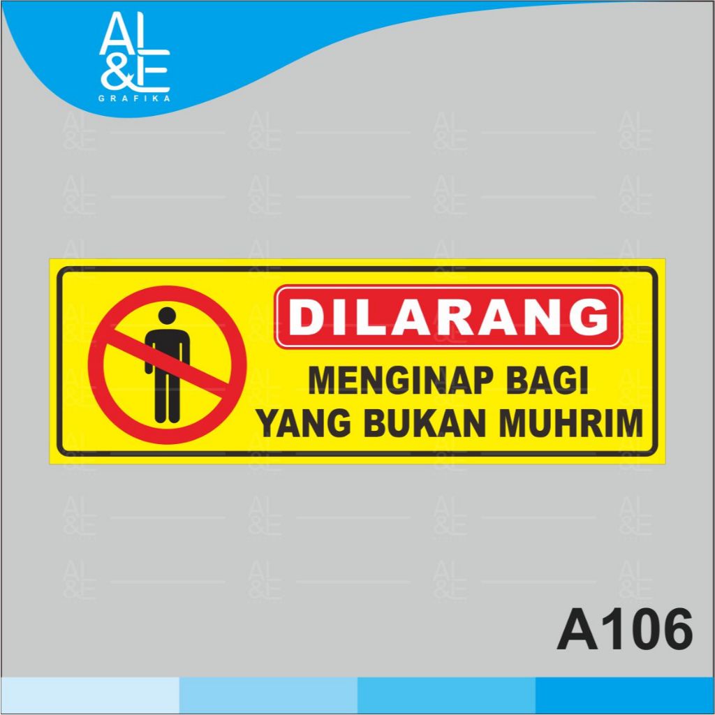 

A106 - Acrylic Sign, Stiker Akrilik Dilarang Menginap Bagi yang Bukan Muhrim, Premium dan Tahan Air, Bisa Custom