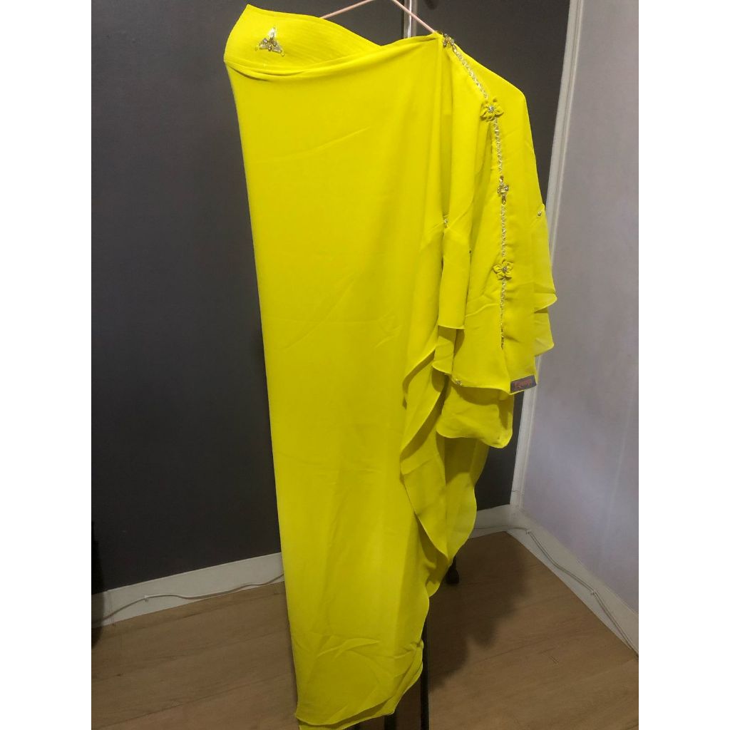 Jilbab Hijab Instan Bergo Syari Kuning Lemon Polos 2 Layers (2 Lapis)