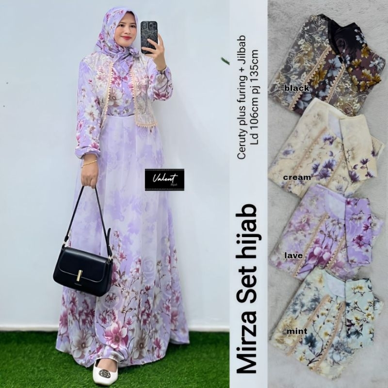 Mirza Set hijab by Valent fashion||Dres maxy satu set hijab