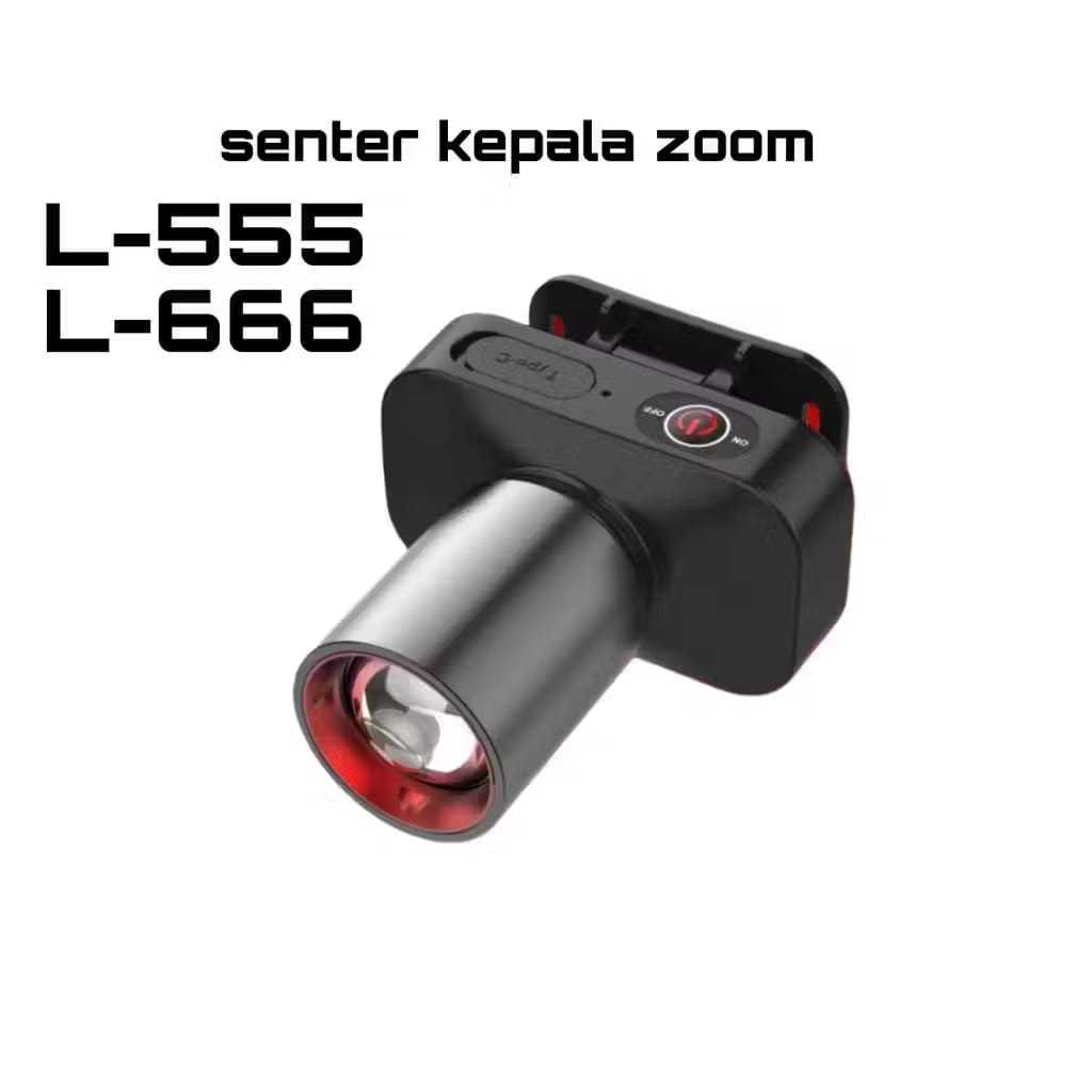 Senter Kepala Super Terang Jarak Jauh 2000 meter Lampu Senter Kepala Tahan Lama Zoomable Headlamp Ou