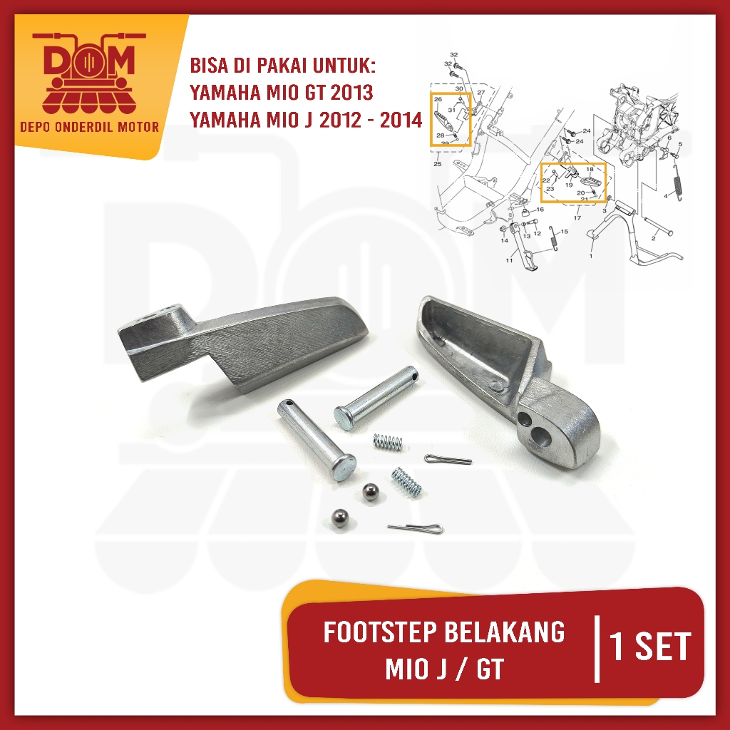 Footstep Belakang Mio J GT (PSP) Fustep Step Barstep Pijakan Kaki Yamaha Mio Soul GT Fino FI