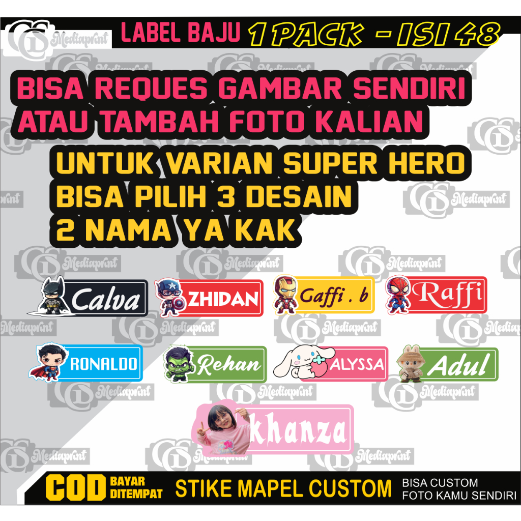 sablon strika label nama / stiker baju/sablon dtf label nama