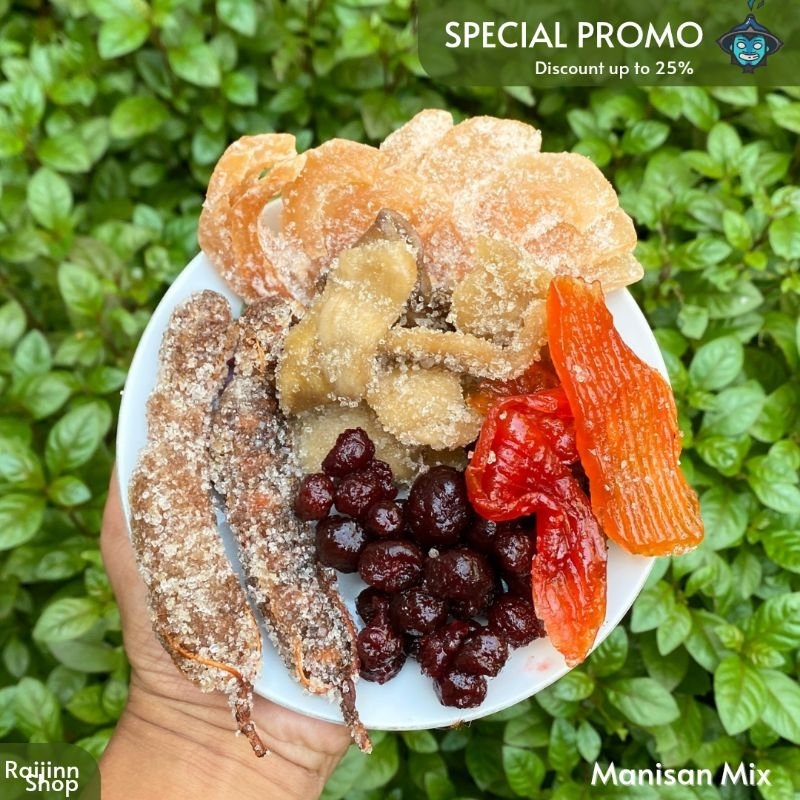 

Manisan Buah Mix (Pala,Mangga,Pepaya,Cermei,Asem) Toples |400Gram |Snack |Buah Kering
