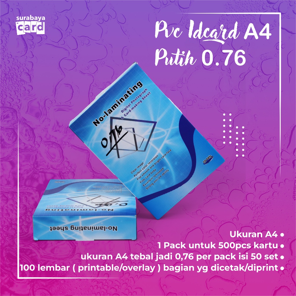 

Pvc instan Instant putih ukuran A4 tebal jadi 0,76 mm isi 50 set per pack