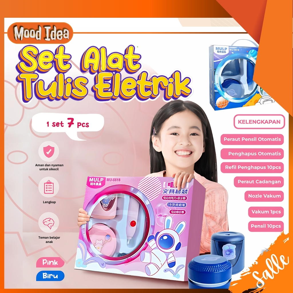 

(MI) Set Alat Tulis Sekolah Elektrik Rautan Penghapus Vacuum / Electric Stationery Set Lengkap
