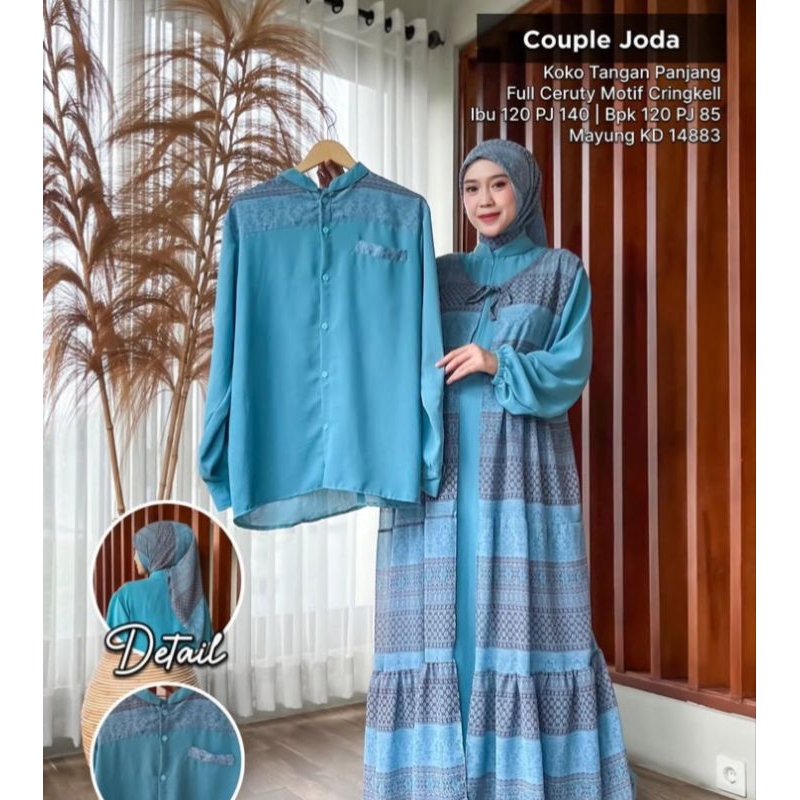 Baju Couple Lebaran Jumbo Terbaru - Baju Lebaran Couple Bareng Ayang Suami Gamis Set Hijab dan Baju 