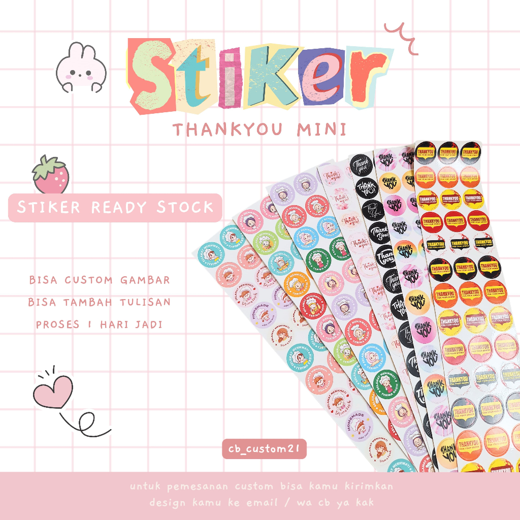 

Stiker Thankyou Paket / Stiker Strip / Stiker Mini lembaran / Stiker Custom / Stiker Olshop / Stiker Cutting / Stiker Olshop / Stiker UMKM / Stiker Bulat