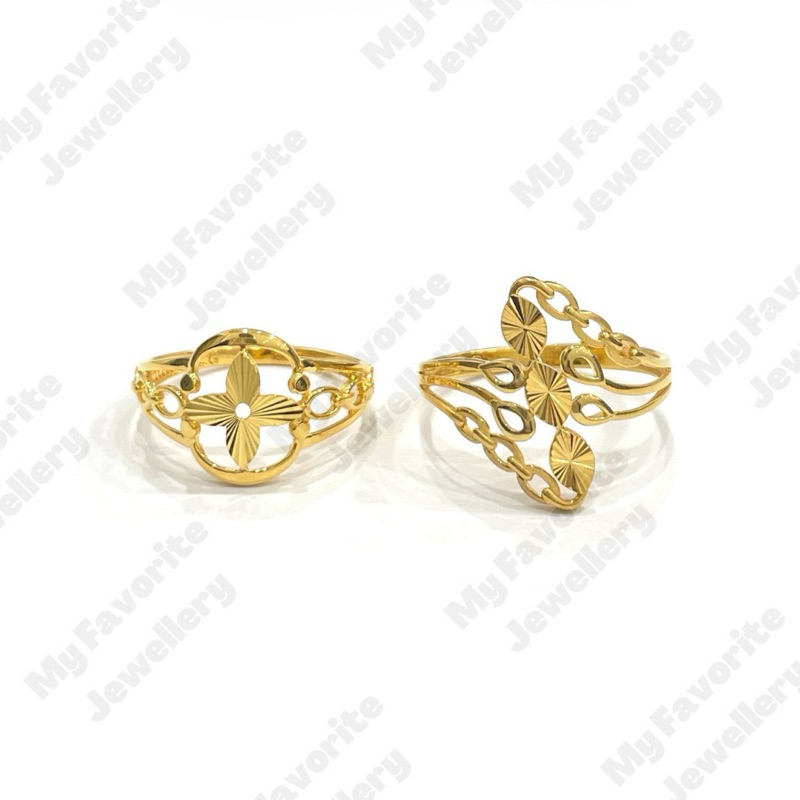 Cincin Model Mewah Clover Chain EMAS ASLI Kadar 700 16K
