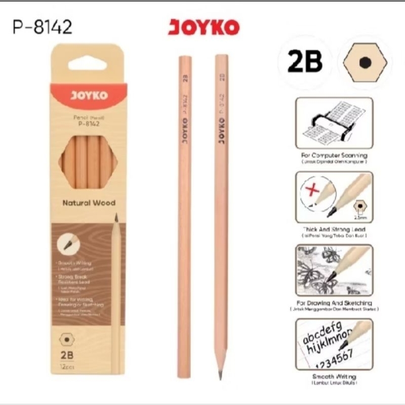 

Pensil Pensil Joyko P-8142 Natural Wood 2B 1 BOX 12 PCS