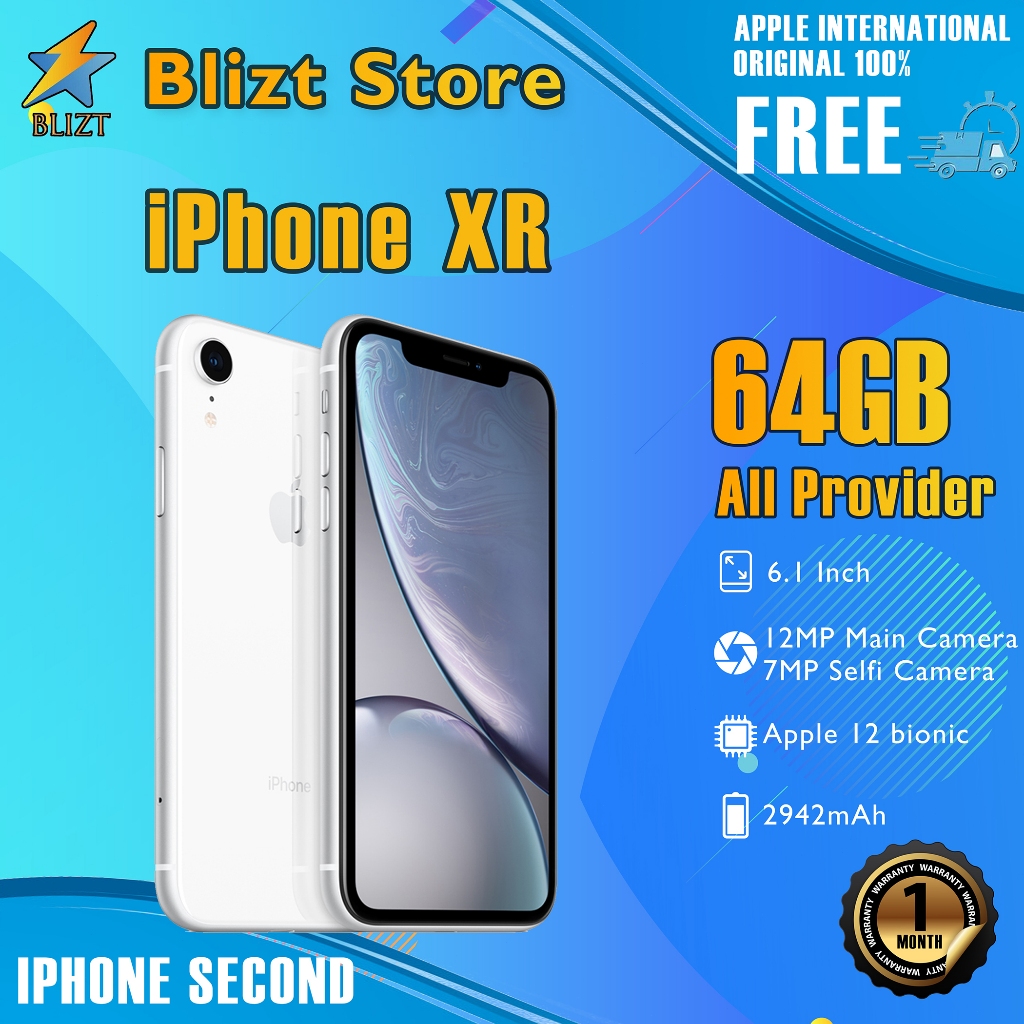 iPhone XR 64GB Second Original100% inter Fullset All Sim Silent-Camera Mulus Normal Like New Phone