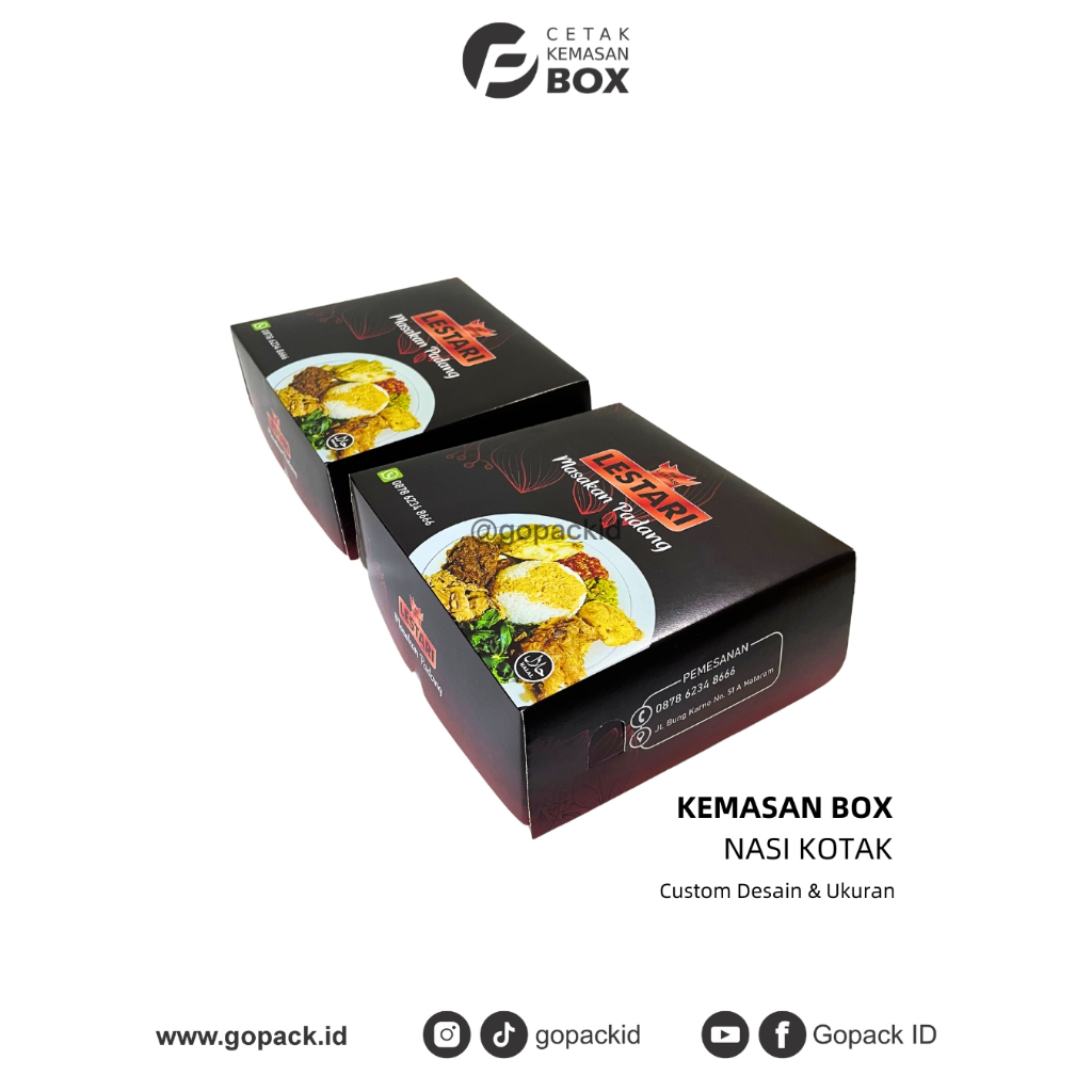 Cetak Kemasan Dus Nasi Kotak Custom Desain dan Ukuran