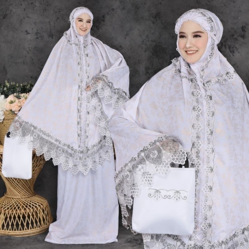 PROMO - Mukena Dewasa Putih Sutra Premium